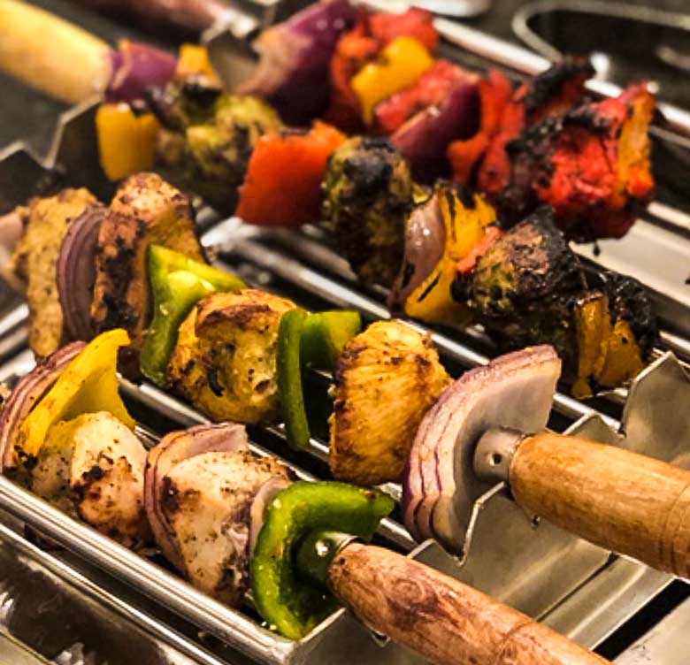 Grilled vegetables that are served with catering for river trips in Idaho, Utah and California.