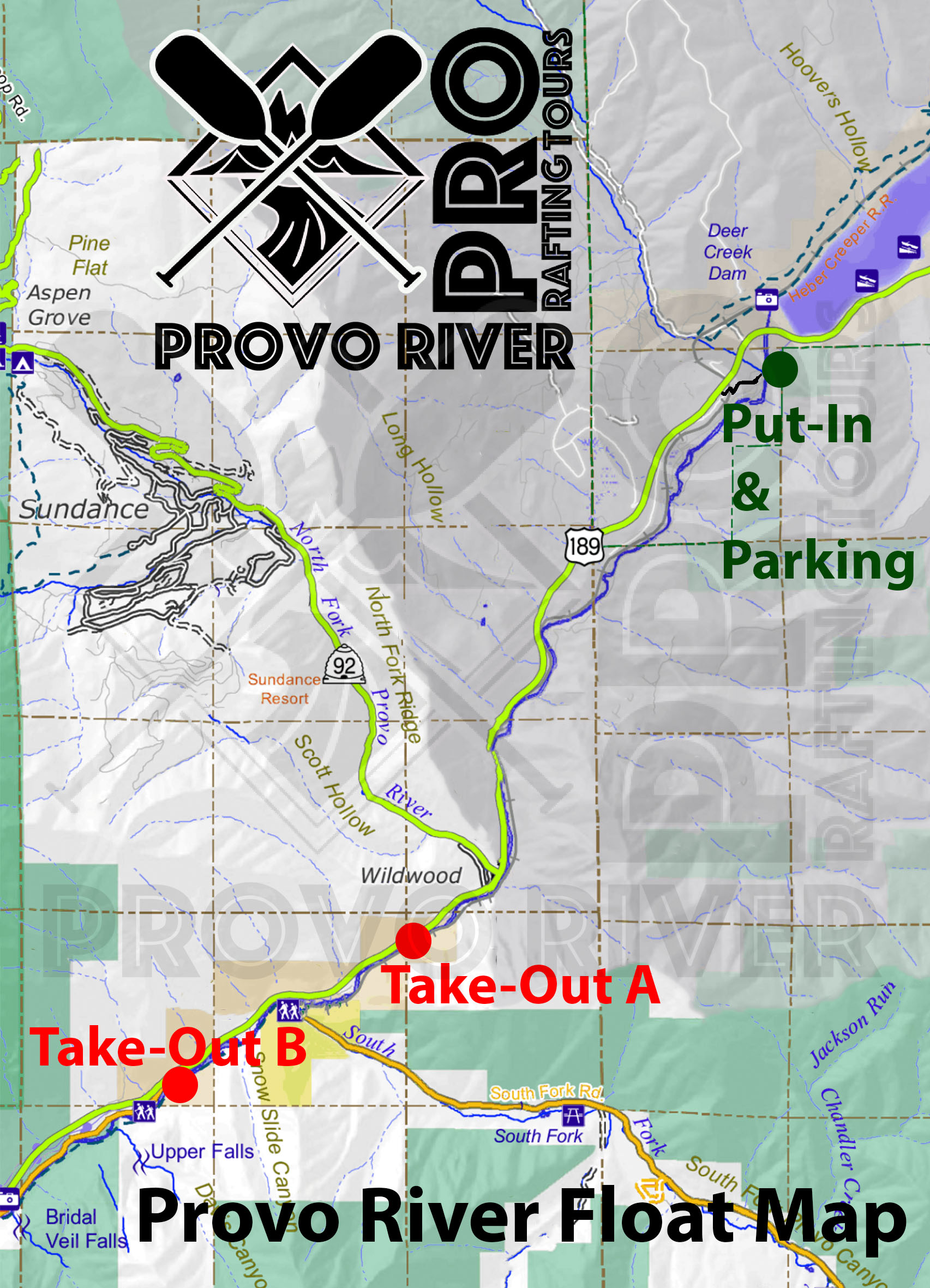 Provo River Tubing, Rafting, Kayaking Map